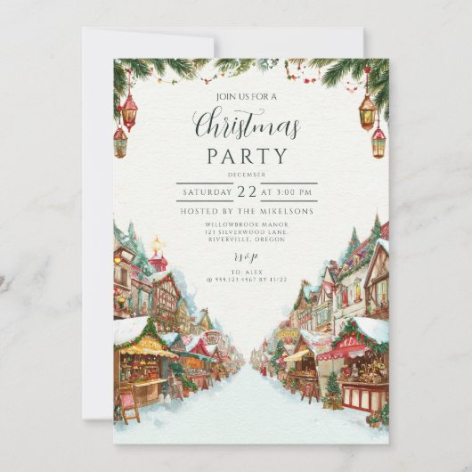 Ouderwets kerstdorp kaart (Voorkant)