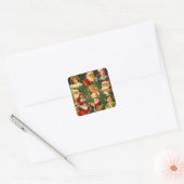Ouderwets Kerstmis Meisjes & Kerstman Vierkante Sticker (Envelop)