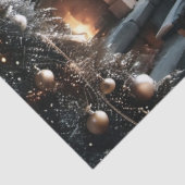 Ouderwets kerstscène cadeauverpakking tissuepapier (Detail)