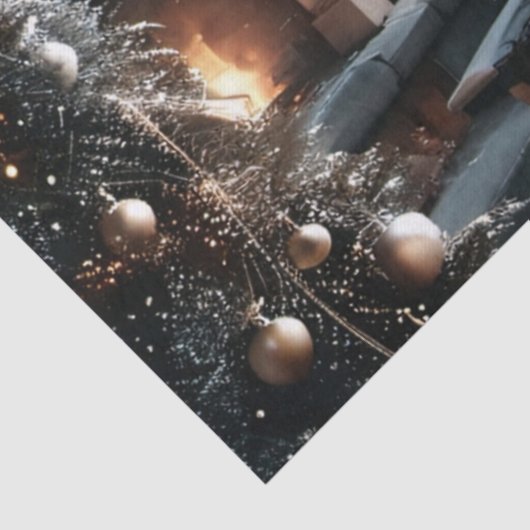 Ouderwets kerstscène cadeauverpakking tissuepapier (Detail)