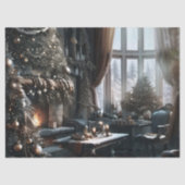 Ouderwets kerstscène cadeauverpakking tissuepapier (Voorkant)