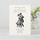  ouderwets koppel dansen bruiloft kaart (Staand voorkant)