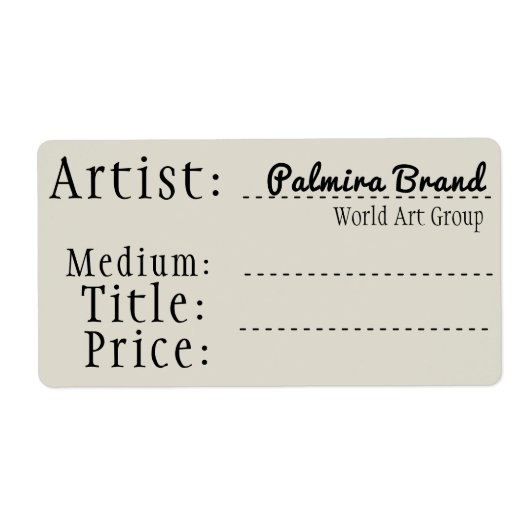 Ouderwets Kunst en Ambacht Verkoop Labels, Naam sl Etiket (Voorkant)