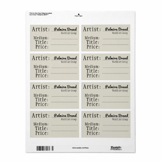 Ouderwets Kunst en Ambacht Verkoop Labels, Naam sl Etiket (Full Sheet)