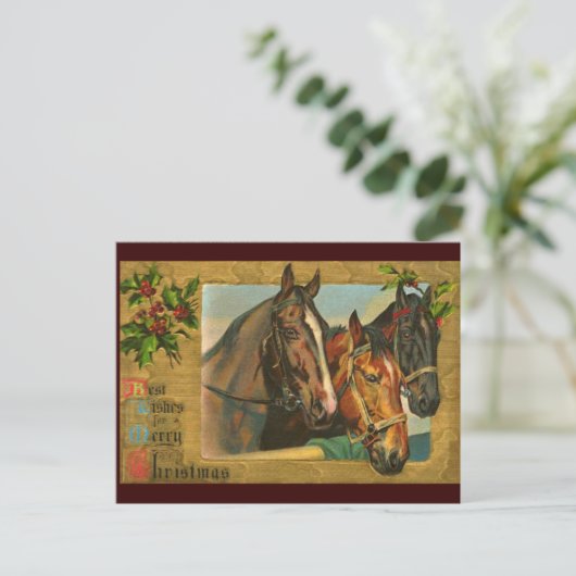 Ouderwets land Vrolijk kerstfeest Feestdagenkaart (Staand voorkant)