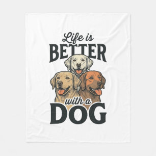 Ouderwets leven is beter met een hond Vectorontwer Fleece Deken