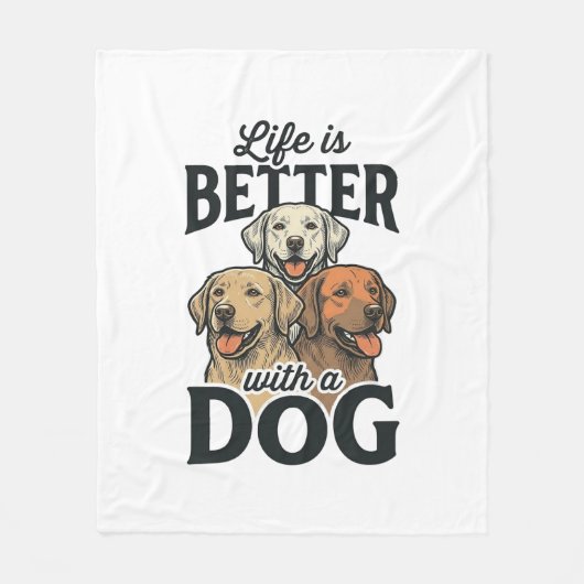 Ouderwets leven is beter met een hond Vectorontwer Fleece Deken (Voorkant)