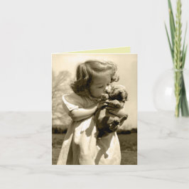 Ouderwets Meisje kust Puppies Kaart