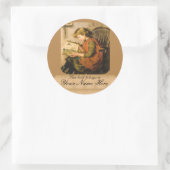 Ouderwets Meisje Lezen Ronde Sticker (Tas)