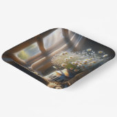 Ouderwets melkblik met daisy boeket papieren bordje (Gebogen)