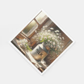 Ouderwets melkblik met daisy boeket servet (Hoek)