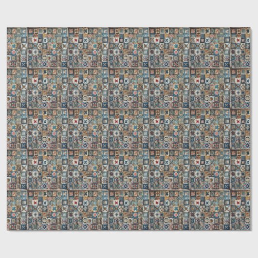 Ouderwets Patchwork Quiltontwerp Cadeaupapier (Vlak)