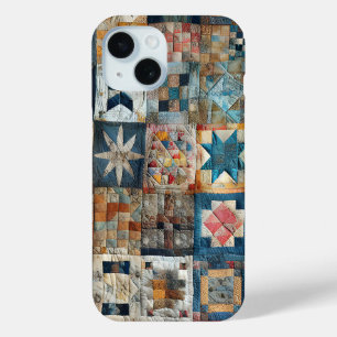 Ouderwets Patchwork Quiltontwerp iPhone 15 Case