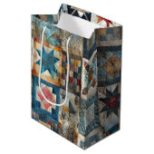Ouderwets Patchwork Quiltontwerp Medium Cadeauzakje (Voorkant Gekanteld)
