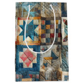 Ouderwets Patchwork Quiltontwerp Medium Cadeauzakje (Voorkant)