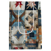 Ouderwets Patchwork Quiltontwerp Medium Cadeauzakje (Achterkant)