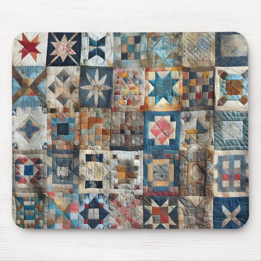Ouderwets Patchwork Quiltontwerp Muismat (Voorkant)