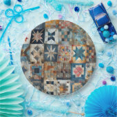 Ouderwets Patchwork Quiltontwerp Papieren Bordje (Feest)