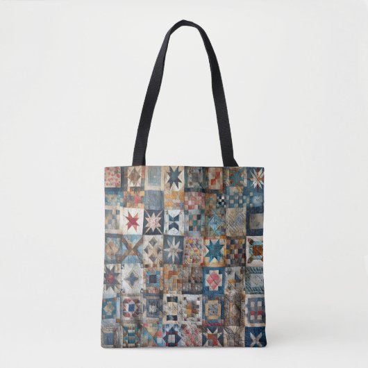 Ouderwets Patchwork Quiltontwerp Tote Bag (Voorkant)