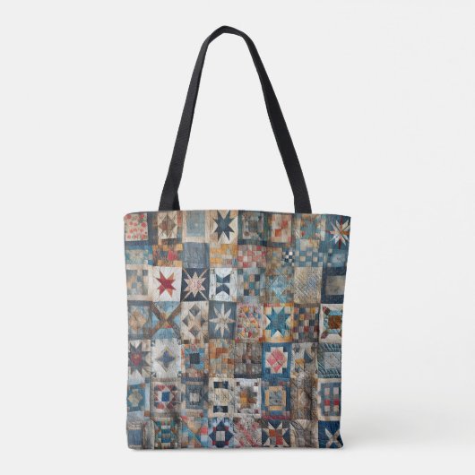 Ouderwets Patchwork Quiltontwerp Tote Bag (Achterkant)