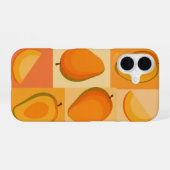 Ouderwets patroon met gestileerde mango's iPhone 16 hoesje (Achterkant horizontaal)