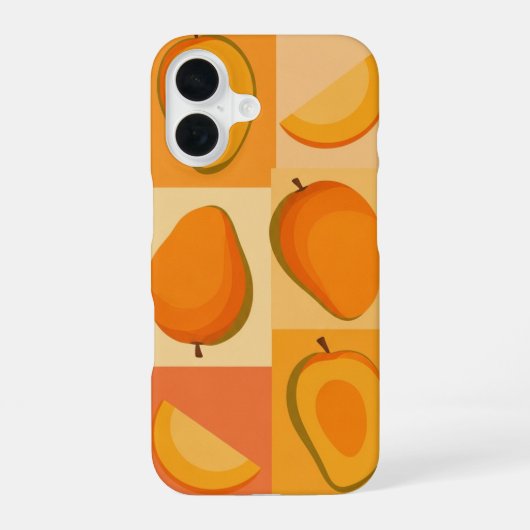 Ouderwets patroon met gestileerde mango's iPhone 16 hoesje (Achterkant)