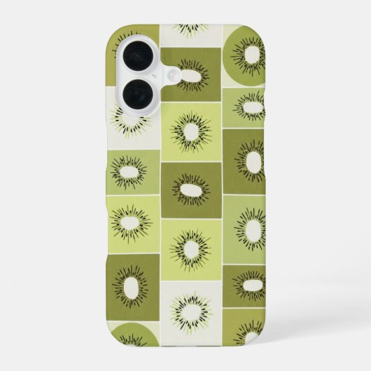 Ouderwets patroon met plakjes kiwi iPhone 16 hoesje (Achterkant)