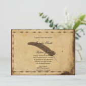 Ouderwets perkament Quill bruiloft uitnodiging (Staand voorkant)