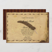 Ouderwets perkament Quill bruiloft uitnodiging (Voorkant / Achterkant)