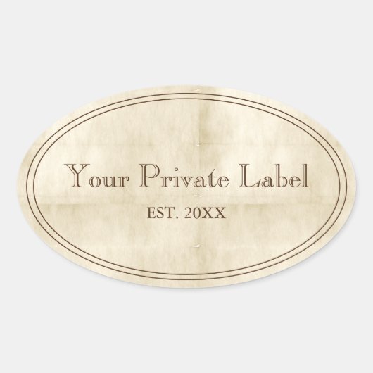 ouderwets perkament uw privé-label ovaal ovale sticker (Voorkant)