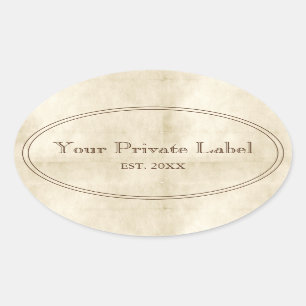 ouderwets perkament uw privé-label ovaal ovale sticker