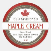 Ouderwets Retro Maple Cream Harten en Blad Ronde Sticker (Voorkant)