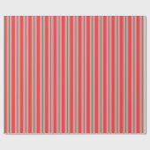 Ouderwets Retro Xmas Stripes Rood Roze Groen Cadeaupapier (Vlak)
