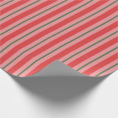 Ouderwets Retro Xmas Stripes Rood Roze Groen Cadeaupapier (Hoek)