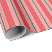 Ouderwets Retro Xmas Stripes Rood Roze Groen Cadeaupapier (Rol Hoek)