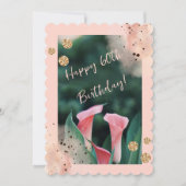 Ouderwets roze bloemetje 60e feestdagenkaart (Voorkant)