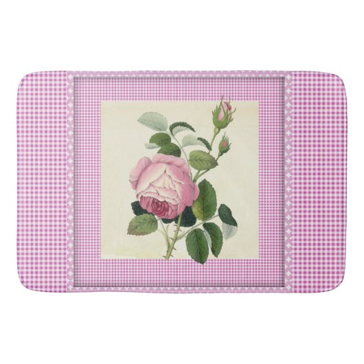 Ouderwets Roze Roze Linnen Gingham Decoratief Badmat (Voorkant)