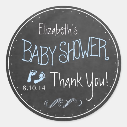 Ouderwets schoolbord Letters Boy Baby shower Ronde Sticker (Voorkant)