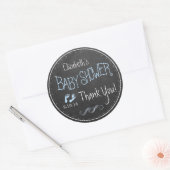 Ouderwets schoolbord Letters Boy Baby shower Ronde Sticker (Envelop)