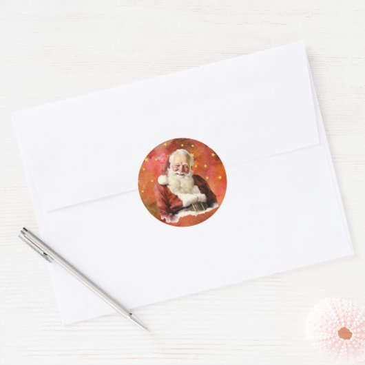 Ouderwets Sinterklaas - Sterrenachtergrond Ronde Sticker (Envelop)