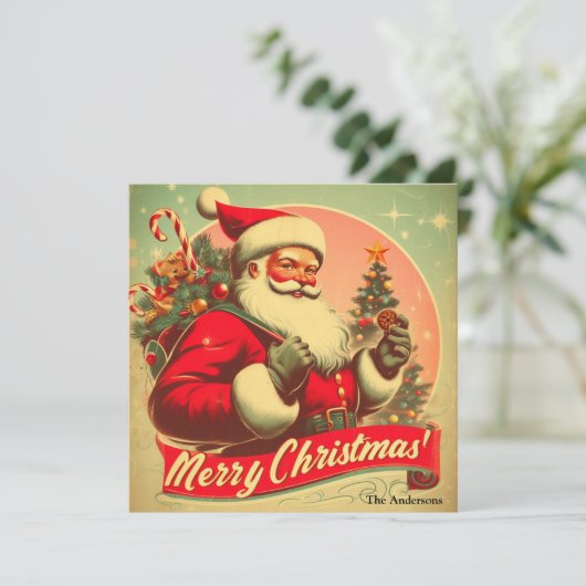 Ouderwets Sinterklaas Vrolijk Kerstfeest Feestdagenkaart (Staand voorkant)