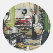 Ouderwets Thuis Keuken Kerstmis Ronde Sticker (Voorkant)