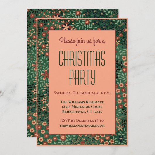 Ouderwets traditioneel kerstfeest kaart (Voorkant / Achterkant)