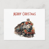 Ouderwets Trein Retro Kerstvakantie Feestdagenkaart (Voorkant)
