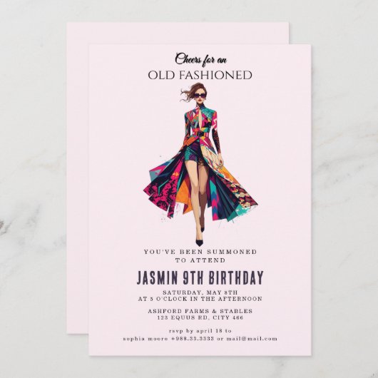 Ouderwets" Verjaardag Kaart (Voorkant / Achterkant)