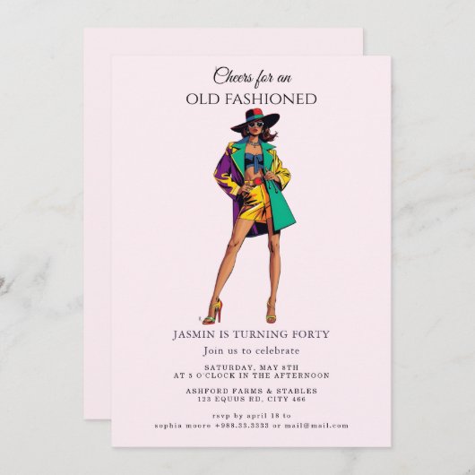 Ouderwets" Verjaardag Uitnodiging (Voorkant / Achterkant)