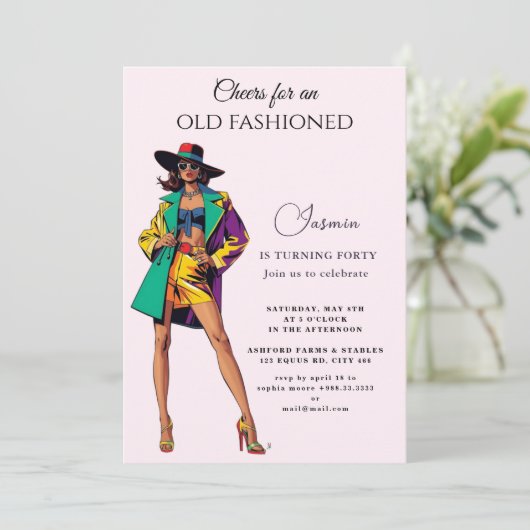 Ouderwets" Verjaardag Uitnodiging (Staand voorkant)