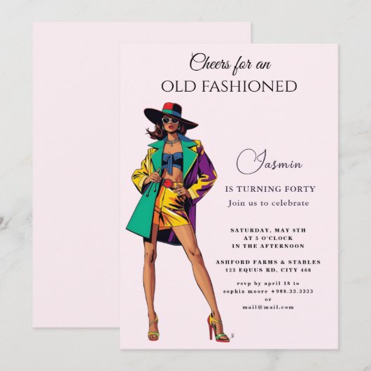 Ouderwets" Verjaardag Uitnodiging (Voorkant / Achterkant)