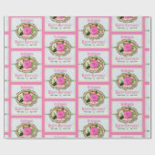 Ouderwets Verjaardagsgroet Voeg naam toe Roze Cadeaupapier (Vlak)