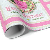 Ouderwets Verjaardagsgroet Voeg naam toe Roze Cadeaupapier (Rol Hoek)